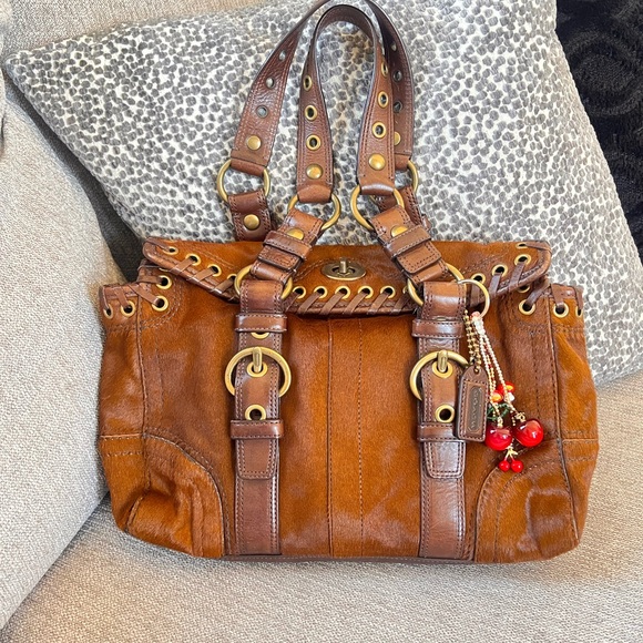 Coach Handbags - Coach Rare Limited Chelsea Abbey Calf Hair Satchel Brown Leather Laced Bag